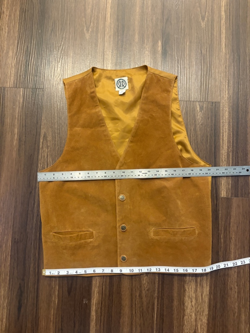 Vintage Men's Suede leather Button Vest - Brown Tan - Picture 10 of 14